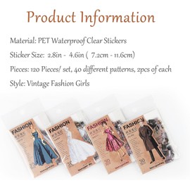 RISYPISY 120 Transparent People Stickers, Vintage Scrapbook Stickers, Fashioned Girls Stickers for Journaling