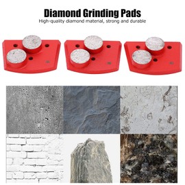 3PCS Grinding Pads Trapezoid 2 Cylindrical Teeth 30 Grit Granite Stone Concrete Floor Grinding Polishing Pad Disc Red Trapezoid Pads Concrete Polishing Pads