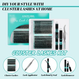 Lash Extension Kit,DIY Individual Lashes Clusters Kit,Lash Bond And Seal,Lash Remover For Eyelashes Extensions,Lash Applicator Tool For False Eyelash Cluster Kit 320Pcs At Home(40D50D,D-Mix9-16|Kit)