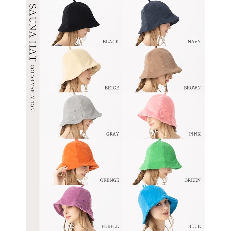 Loo&c Women's Sauna Hat, Solid, Simple, Towel Fabric, Pile, Sauna