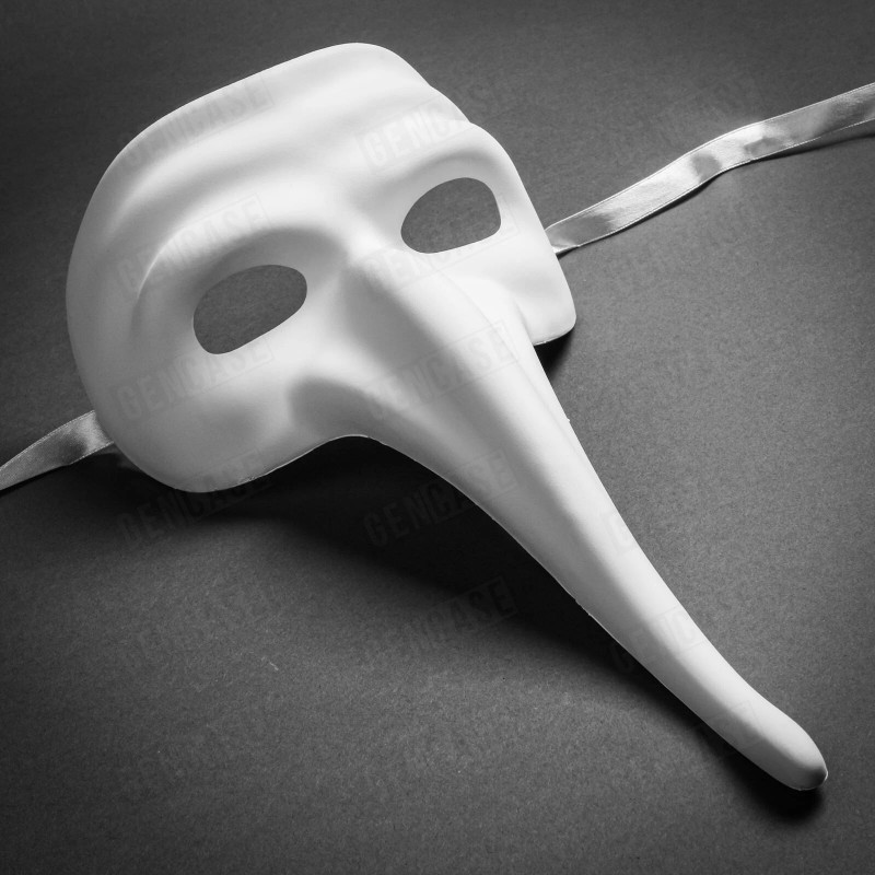 ILOVEMASKS White Classic Zanni Long Nose Venetian Mardi Gras Full