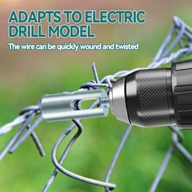 2Pcs Twist Ties 9 Gauge Drill Chuck Tool, High-tensile Wire Easy Twist Tool for Quick and Efficient Fixing of Chain Link Loop Fences Construction and Repairs, Compatible with 3/8" Power Drills