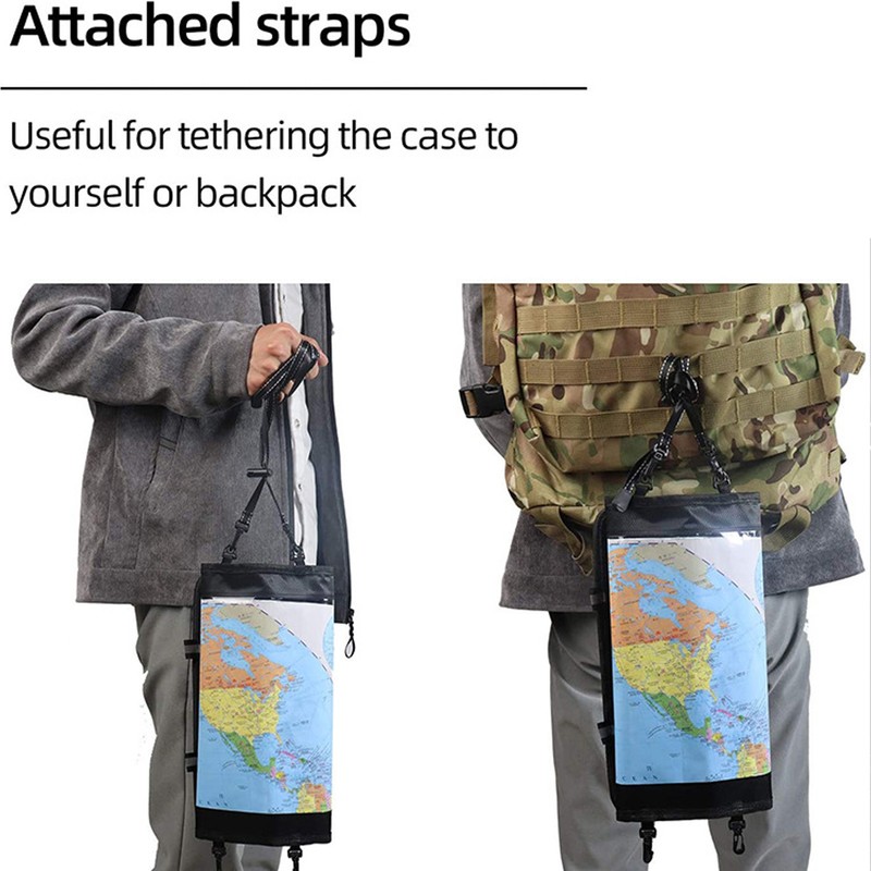 Transparent Hiking Map Pouch with 2 Additional Straps Waterproof TPU