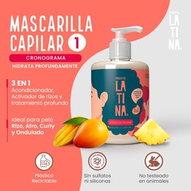 LATINA® Mascarilla para Cabello - Hidratación Profunda Crema para Peinar - Activador de Rizos Belleza Mujer - Tratamiento para Cabello Maltratado Aporta Vitaminas para el Cabello