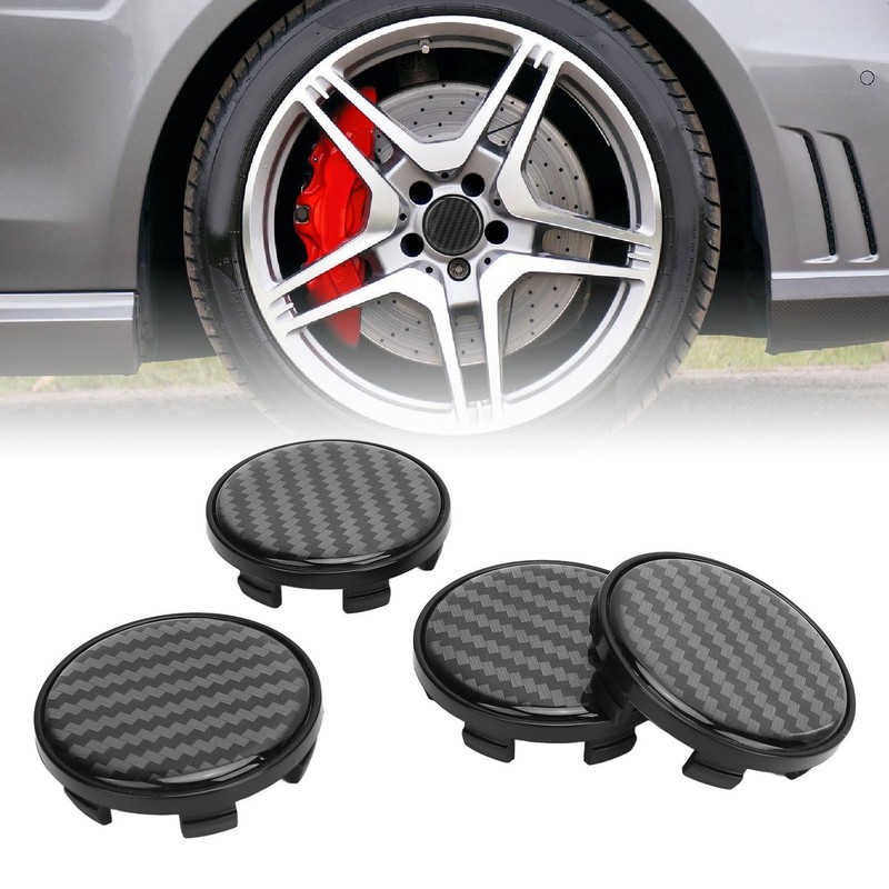4pcs Wheel Center Caps Plastic Universal Carbon Fiber Style Center