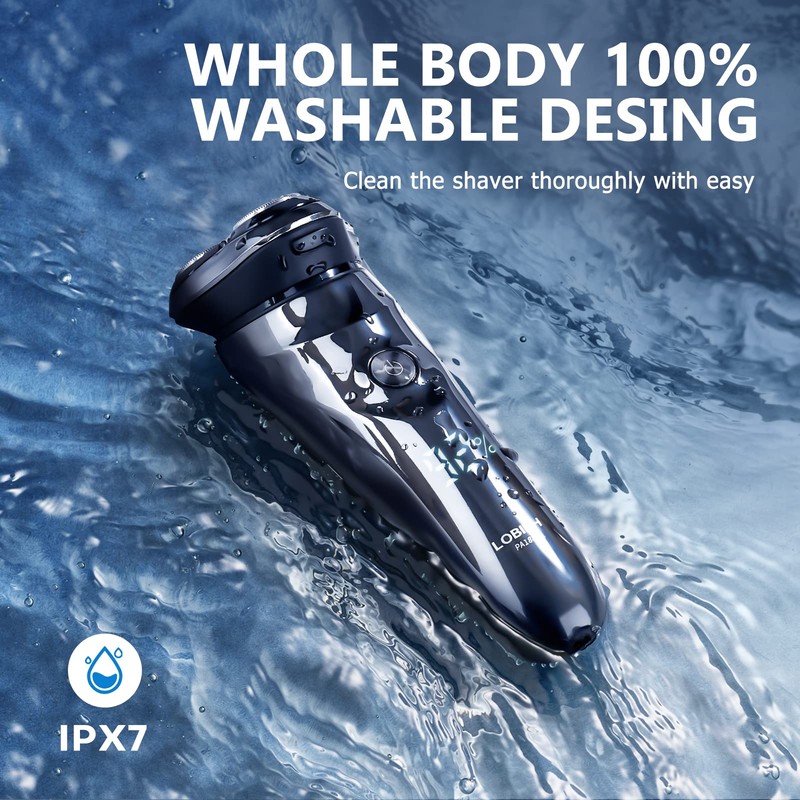 LOBINH Electric Razor for Men, 3D Rechargeable Waterproof IPX7 Electric