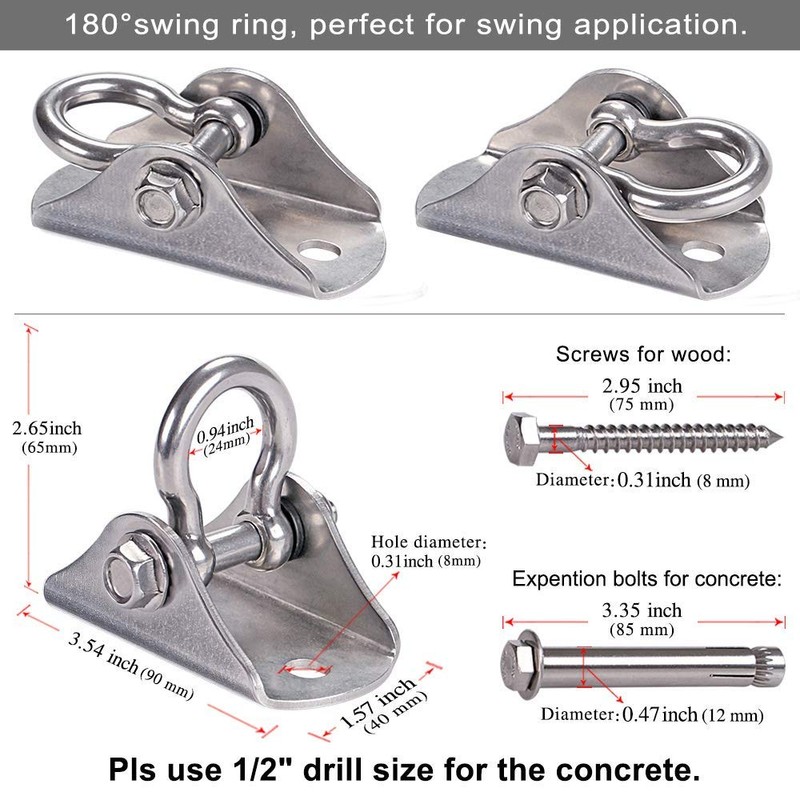 SELEWARE Heavy Duty Swing Hangers Stainless Steel Swing Hooks Ceiling