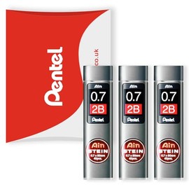 Pentel Ain Stein Mechanical Refill Leads - for Automatic/Mechanical Pencils - in Pentel Pillow Packaging (0.7mm 2B, Pack of 3)