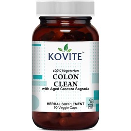 Kovite Colon Clean with Aged Cascara Sagrada - Kosher and Vegetarian - 90 Vegetable Capsules