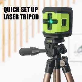 Socpuro Cross Line Laser Level with Tripod, 100Ft Self-leveling Green Cross Line Laser Level with 360° Swivel Base for Construction, Leveling Projects, Batteries & Carry Bag Included