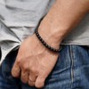 Mezcla Vida Men's Black Onyx Bead Bracelet, 6mm, Antique Oxidized