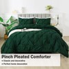 Andency Dark Green Pinch Pleated Comforter Queen(90x90Inch), 3 Pieces(1 Pintuck