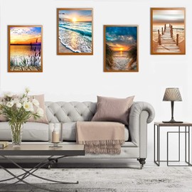 LANMANUO Diamond Painting Kits for Adults, 4PCS Beach 5D Diamond Art Full Drill DIY Cross Stitch Crystal Rhinestone Embroidery Pictures Craft for Home Wall Decor 12" x 16"