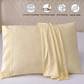 SONORO KATE Luxury Pillowcase Set Brushed Microfiber 1800 Bedding - Wrinkle, (Ivory, 2 Pillowcases Standard)
