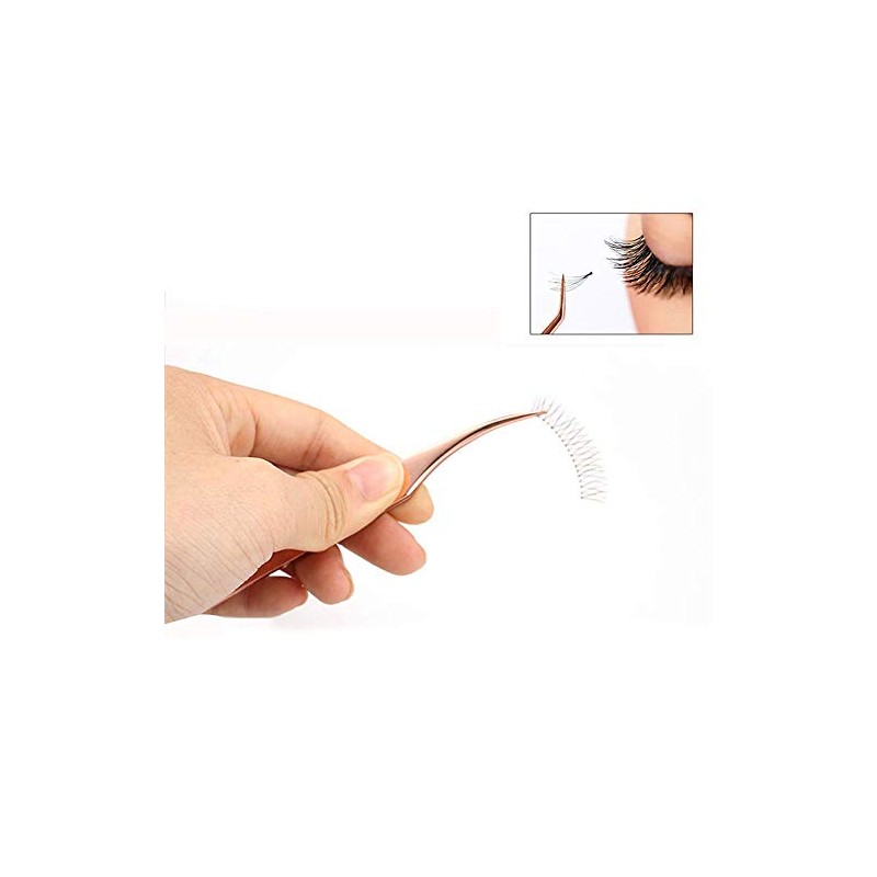 1Set Lash Tweezers, Lashes Extension Curved Tweezers Stainless Steel Lash