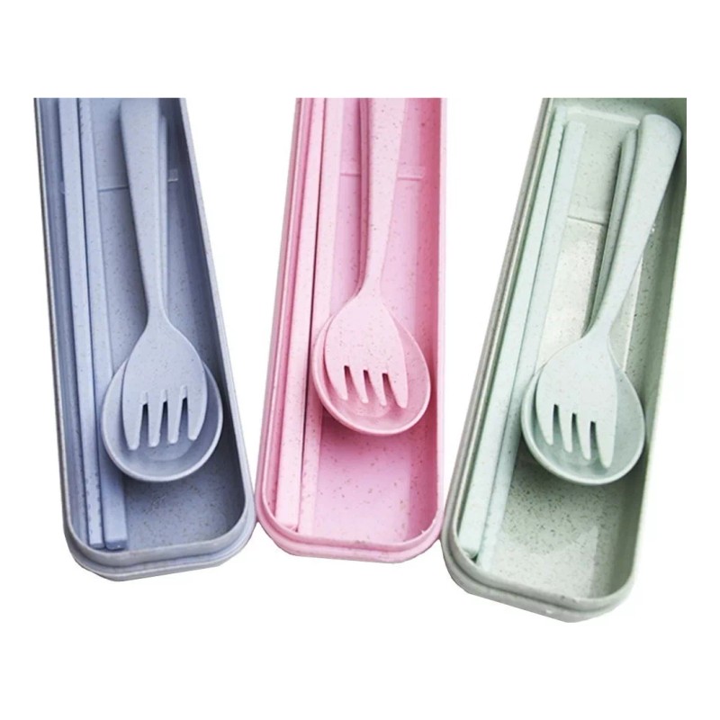 Universo en Linea Set Cubiertos Ecológicos Portátiles Biodegradable Con Caja