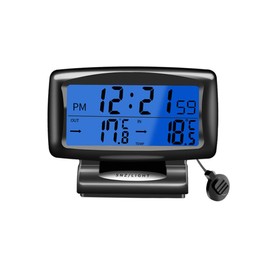 Car Clocks and Temperature, with Blue Backlight, Car Dashboard Digital Clock, Vehicle Clock, with LCD Time Day Display, 12H 24H Switching, for Dashboard Car Mini Clock