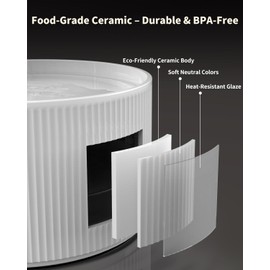 Lawfery 74oz/2.2L Ceramic Cat Water Fountain, Automatic Pet Drinking Fountain for Indoor Cats & Small Dogs, BPA-Free Water Dispenser with Ultra-Quiet Pump, Easy Maintenance