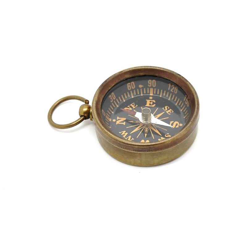 Set of 5 Brass Miniature Nautical Replicas–Vintage-Style Telescope, Compass, Sextant,