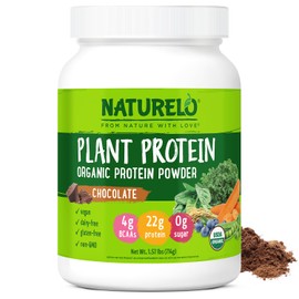 NATURELO Plant Protein Powder, Chocolate, 22g Protein - Non-GMO, Vegan, No Gluten, Dairy, or Soy - No Artificial Flavors, Synthetic Coloring, Preservatives, or Additives - 20 Servings