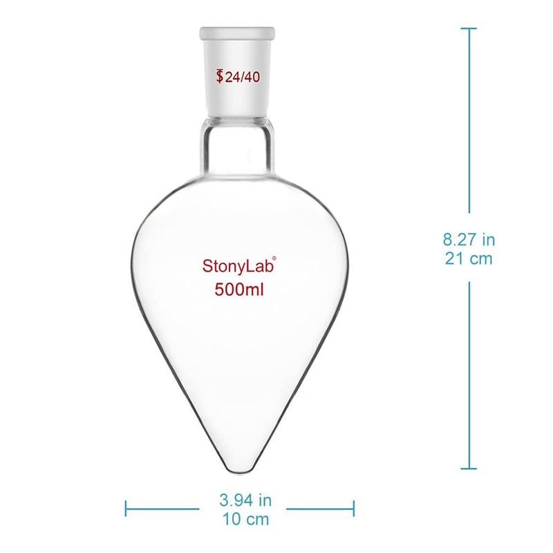 stonylab Recovery Flask, Heavy Wall Single Neck Borosilicate Glass Rotary