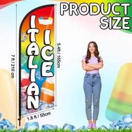 Remagr Italian Ice Feather Flag 7 ft Advertising Swooper Flag Banner Signs with Pole and Ground Stake Stand for Store Business Outside