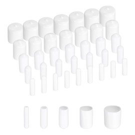 sourcing map 100pcs Round Rubber End Caps Protective Caps 1/16" 1/8" 1/4" 1/2" 1" White Screw Thread Protectors