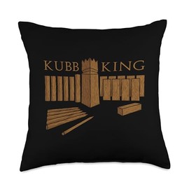 Medieval parlor games designs Viking Chess-Kubb King Throw Pillow, 18x18, Multicolor