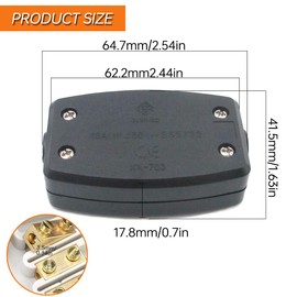 Acmerota Electrical Junction Box 3-Terminal, 13A 250V Black Cable Connector and Flex Connector Wire for Automotive Wiring and Outdoor Lighting Connector Electrical Power,2Pcs