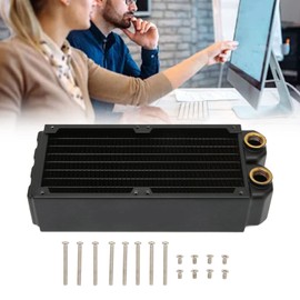 8 Pipe Heat Exchanger for PC CPU Water Cool System, Copper Radiators Low Noise 45mm 8 Pipes Double Layer Copper Heat Sink for PC