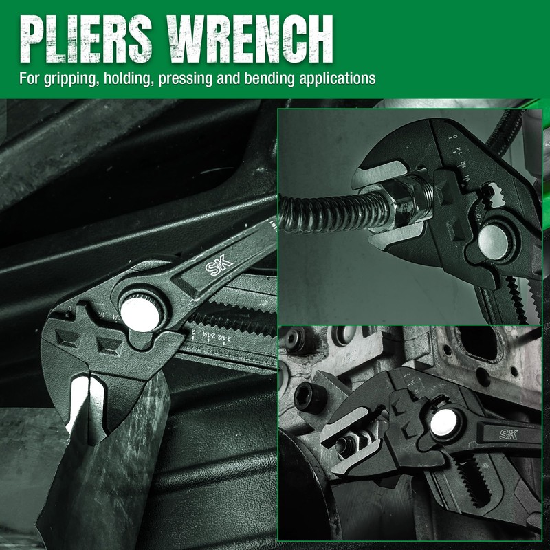 SK 12-Inch Pliers Wrench, Premium CR-V Construction, Smooth Parallel Jaws