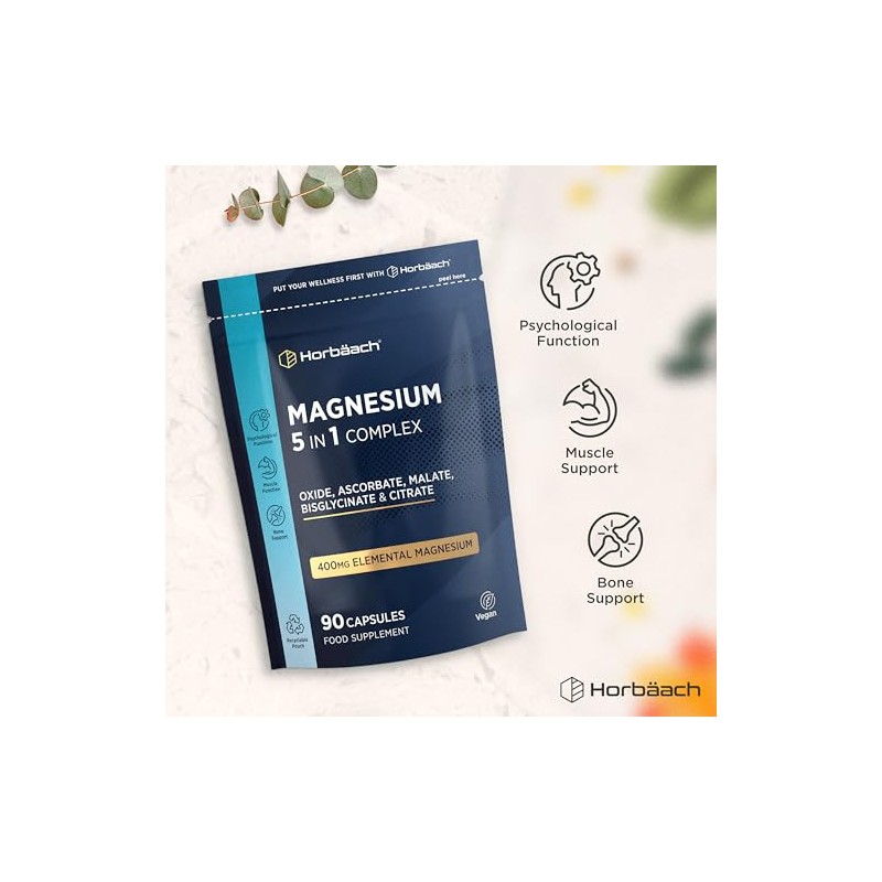 Magnesium Glycinate 5-in-1 Complex | Bisglycinate, Citrate, Malate, Oxide &
