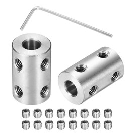 sourcing map Rigid Screw Coupling 6mm to 6mm Shaft Coupler Connector L22mm x D14mm Steel Joint Connector Rigid Coupling Set for 3D Printers DIY Encoder with 24 Screws & Hex Wrench, 6 Pcs