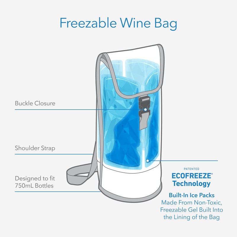 PackIt Freezable Wine, Black Bag, Large