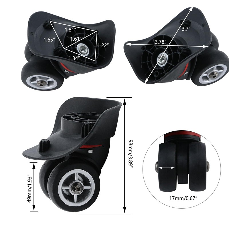KUMGROT 2 PCS Luggage Wheels Replacement Kit 360 Degree Suitcase