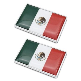 2 calcomanías cromadas con la bandera de México, 2.3 x 1.6 pulgadas, calcomanías de metal para camionetas, emblema patriótico del coche