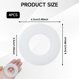 4 Stück WC Spülkasten Dichtung aus weißem Silikon, Ersatzteile 63 x 33 x 2 mm kompatibel mit Geberit 816.418.00.1