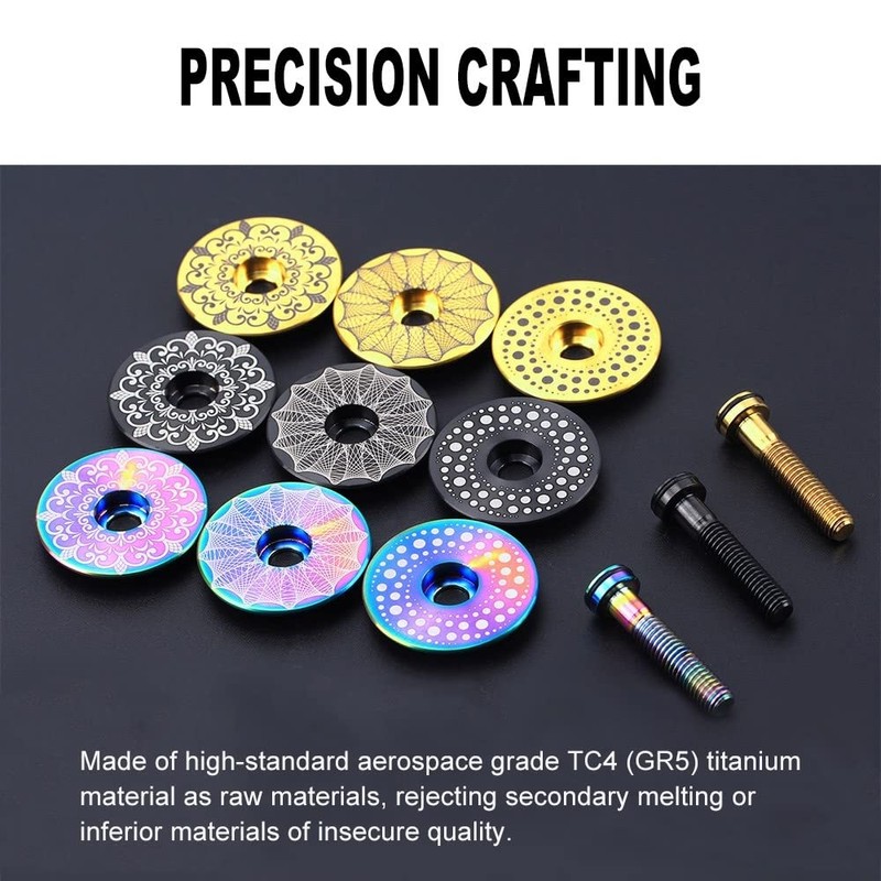 DONGKER Top Cap, Stylish Stem Cap with Screws, Waterproof Titanium