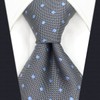 SHLAX&WING Men's Necktie, Gray, Blue, Dot, Men's Silk Business, 8cm