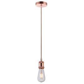 Innoteck Vintage Ceiling Pendant Lamp Holder E27 Metal Fabric Braided Light Fitting-Rose Copper