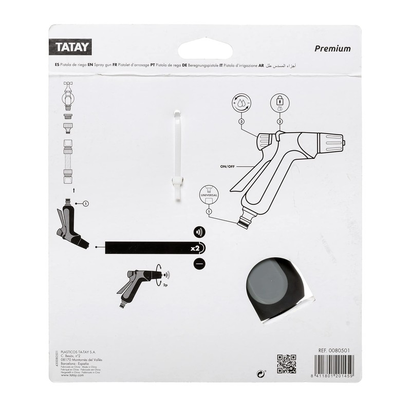TATAY 0080501 Premium Hose Gun, Universal Connector, 2 Positions, Regulator,