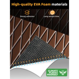 FOCEAN Boat Flooring EVA Foam Boat Decking Marine Mat Non-Slip Self-Adhesive Flooring Sheet for Motorboat Kayak Surfboard Garden Swimming Pools, 94.5''x 15.7'', Brown with White Lines