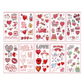 10 Sheets Temporary Tattoos Valentine's Day Tattoo Set, Waterproof Temporary Body Stickers Tattoo Stickers Women Christmas Valentine's Day Party Favours