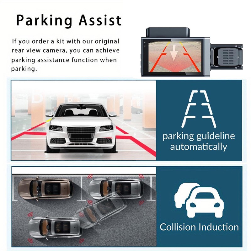 3 Channel Dash Cam Front and Rear Indoor, 1080P HD