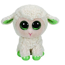 TY 39667 39667-Lala Buddha Lamb with Glitter Eyes and Green Hooves Easter Limited Edition Plush Toy Large 24 cm White