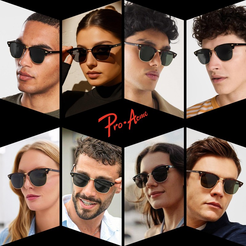Pro Acme Polarized Sunglasses for Men Women Classic Semi-Rimless Frame