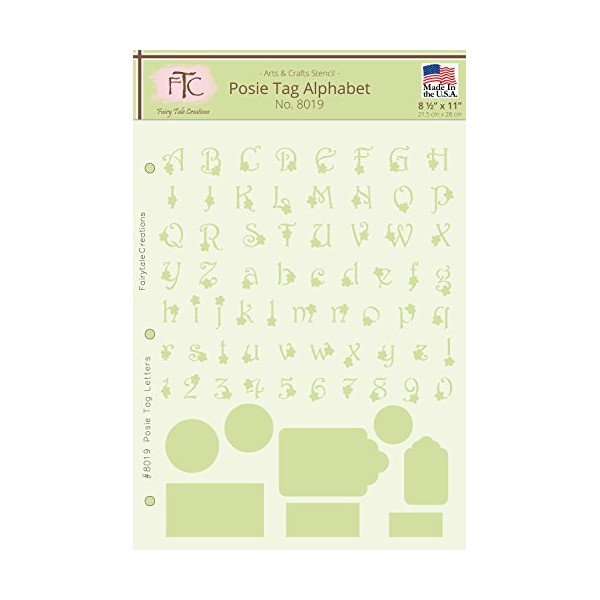 Fairytale Creations Posie Tag Alphabet & Numbers Stencil, 8-1/2" L