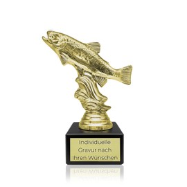 Angler trophy with engraving of your desired text, fishing gift, fish figure as trophy in gold, trophy for anglers, hiking trophy for fishing, trophy gold with engraving, fish as design trophy (trout