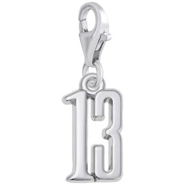Sterling Silver Number 13 Charm with Lobster Claw Clasp, Charms for Bracelets and Necklaces
