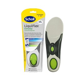 Scholl LiquiFlex Everyday L Comfort Insoles, More Memory Foam Cushioning and Arch Support, Pack of 2